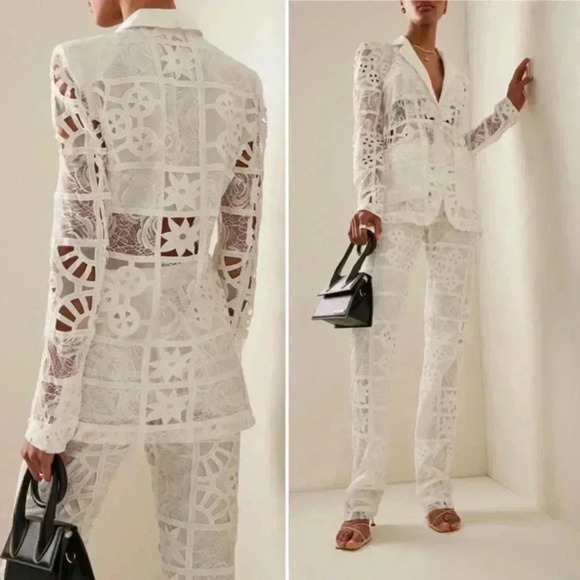 Alexis Harlie Jacket White French Cut Lace Blazer Size Small - Picture 11 of 16